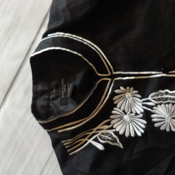 ANNE CARSON PETITE EMBROIDERED LINEN JACKET TOP - Picture 4 of 7